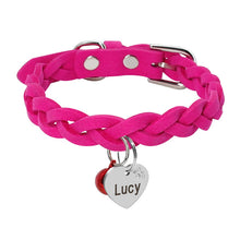 Load image into Gallery viewer, Suede Leather Personalized Dog Cat Leash