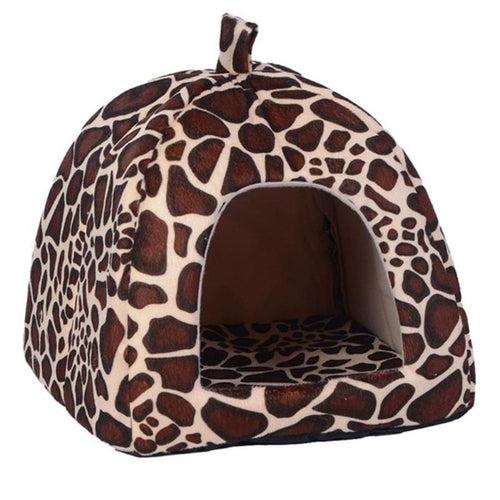 Strawberry Leopard Pet House Bed